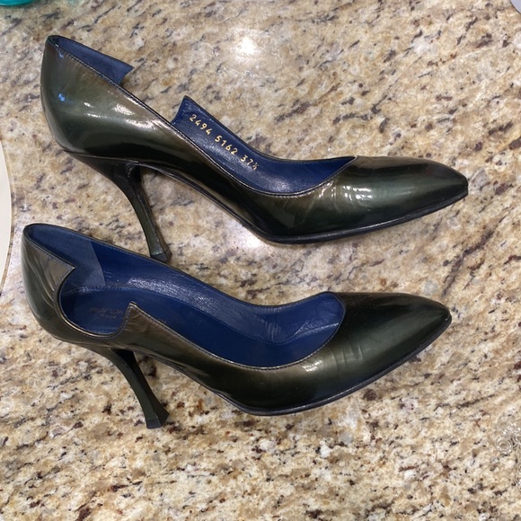 Deep Forest Green Sergio Rossi Heels w Side Cutouts - Picture 2 of 7